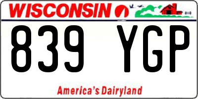 WI license plate 839YGP