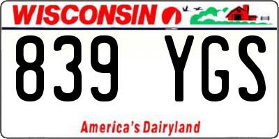 WI license plate 839YGS