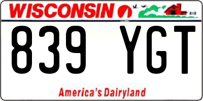 WI license plate 839YGT