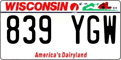 WI license plate 839YGW