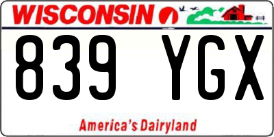 WI license plate 839YGX