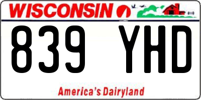 WI license plate 839YHD