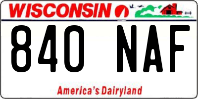 WI license plate 840NAF