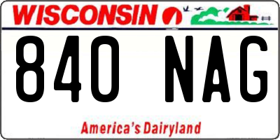 WI license plate 840NAG