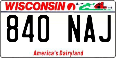 WI license plate 840NAJ