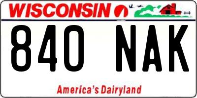 WI license plate 840NAK