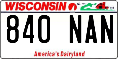 WI license plate 840NAN