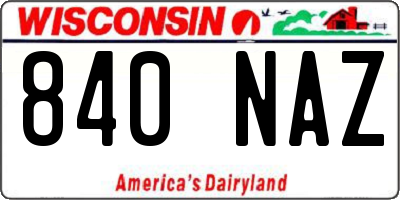 WI license plate 840NAZ