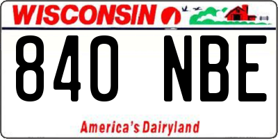 WI license plate 840NBE
