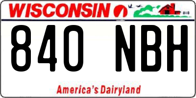 WI license plate 840NBH
