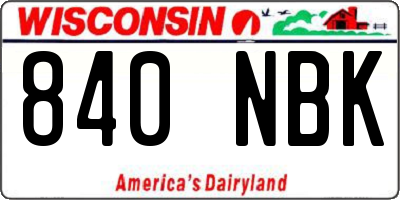 WI license plate 840NBK
