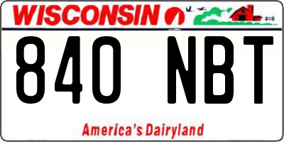 WI license plate 840NBT