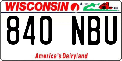 WI license plate 840NBU