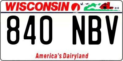 WI license plate 840NBV