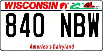 WI license plate 840NBW