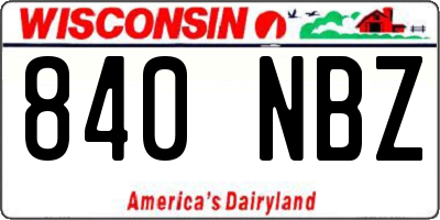 WI license plate 840NBZ