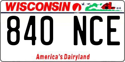 WI license plate 840NCE