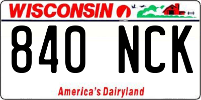 WI license plate 840NCK