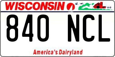 WI license plate 840NCL