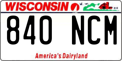 WI license plate 840NCM