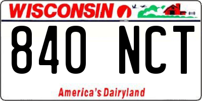 WI license plate 840NCT
