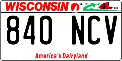 WI license plate 840NCV