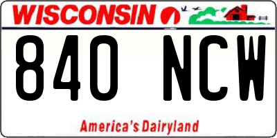 WI license plate 840NCW