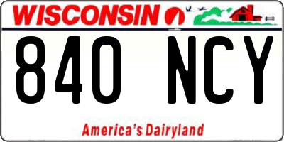 WI license plate 840NCY