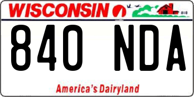 WI license plate 840NDA