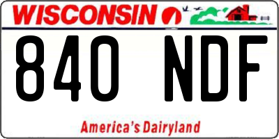 WI license plate 840NDF