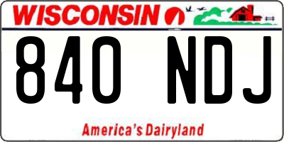 WI license plate 840NDJ