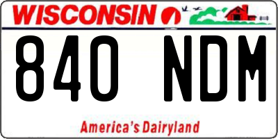 WI license plate 840NDM