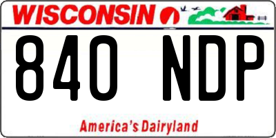 WI license plate 840NDP