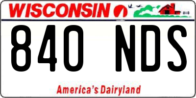 WI license plate 840NDS