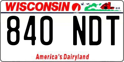 WI license plate 840NDT