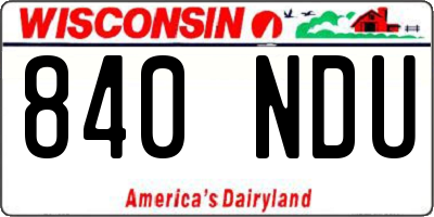 WI license plate 840NDU
