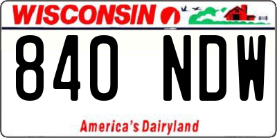 WI license plate 840NDW