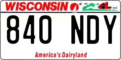 WI license plate 840NDY