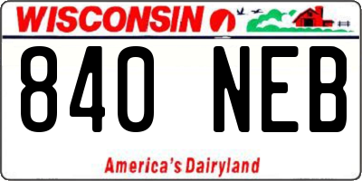 WI license plate 840NEB
