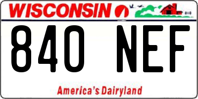 WI license plate 840NEF