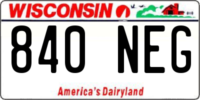 WI license plate 840NEG