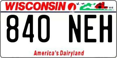 WI license plate 840NEH
