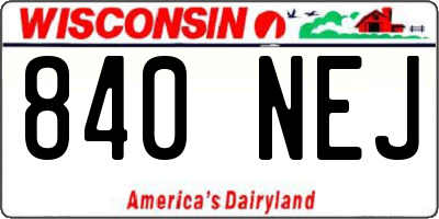 WI license plate 840NEJ