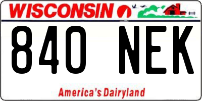 WI license plate 840NEK