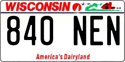 WI license plate 840NEN