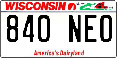 WI license plate 840NEO