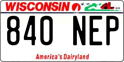 WI license plate 840NEP