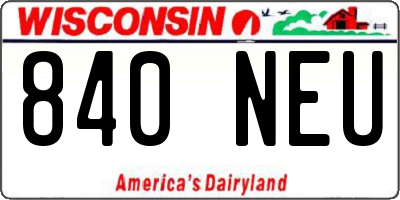 WI license plate 840NEU