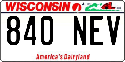 WI license plate 840NEV