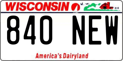 WI license plate 840NEW